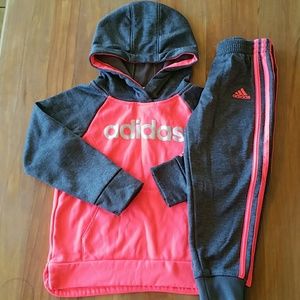 Pink and Gray 4T Kids Adidas Track Suit